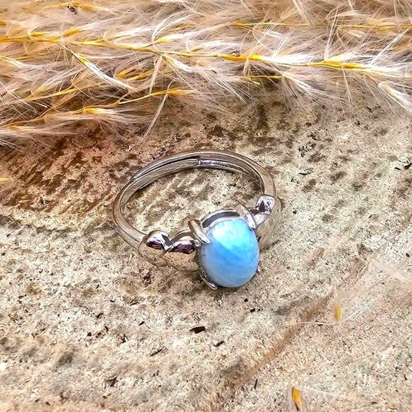 Nature Larimar Stone Adjustable Ring - Picture 3 of 10